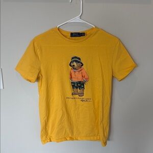 Polo Ralph Lauren Polo Bear Summer Costal Bucket Hat T-Shirt Size Small Yellow